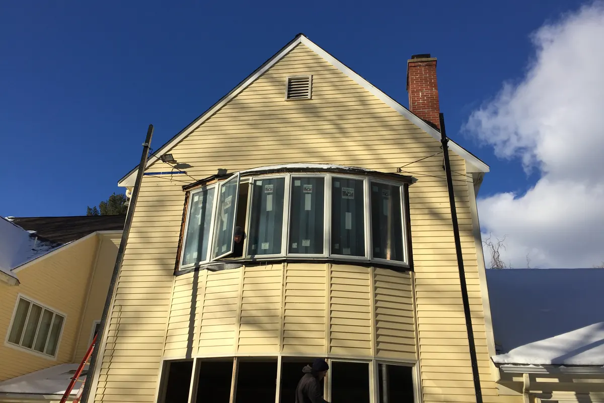Bay window installation completed on a Dover home
