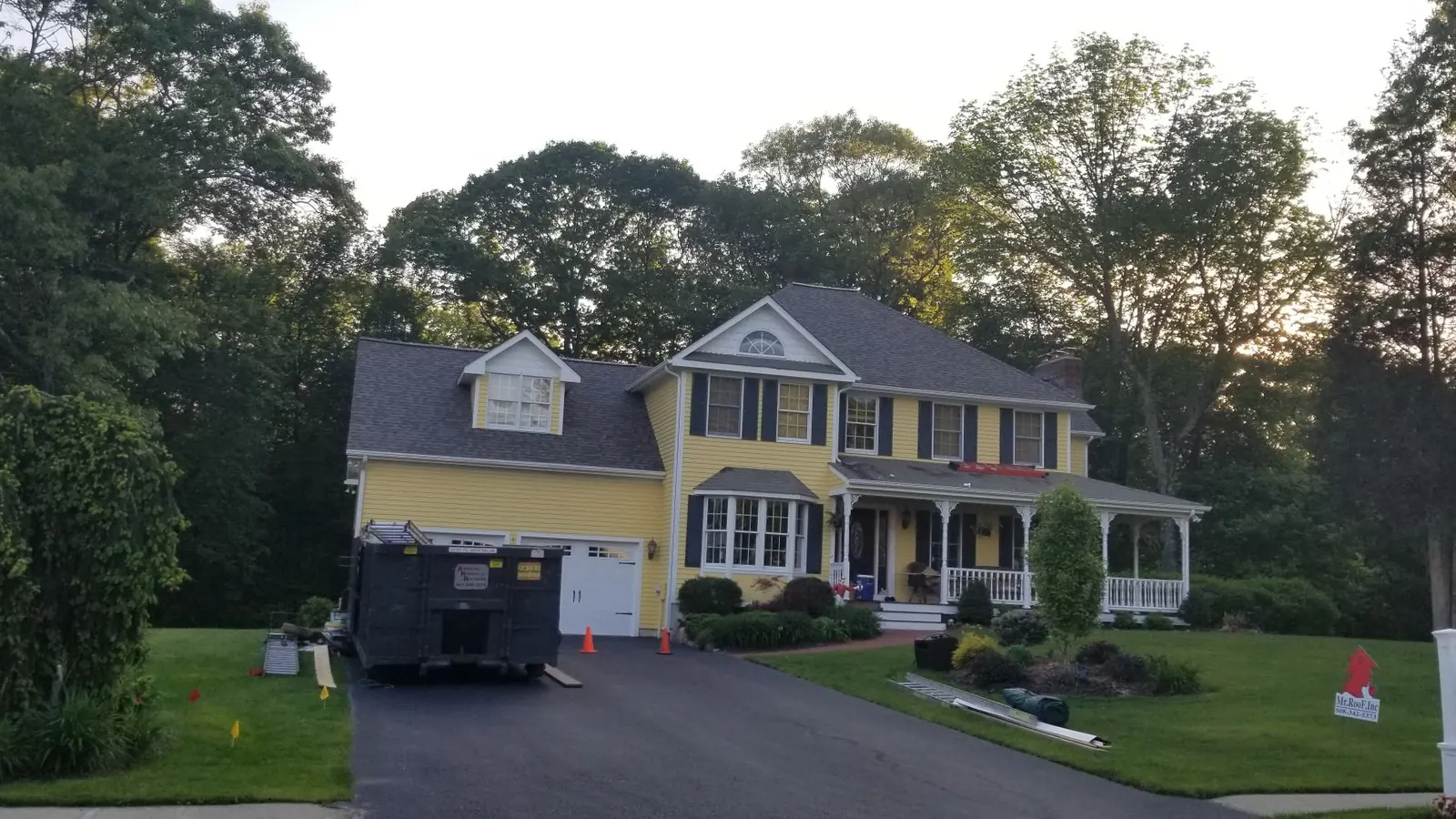 Completed residential asphalt shingle roof replacement in Rhode Island