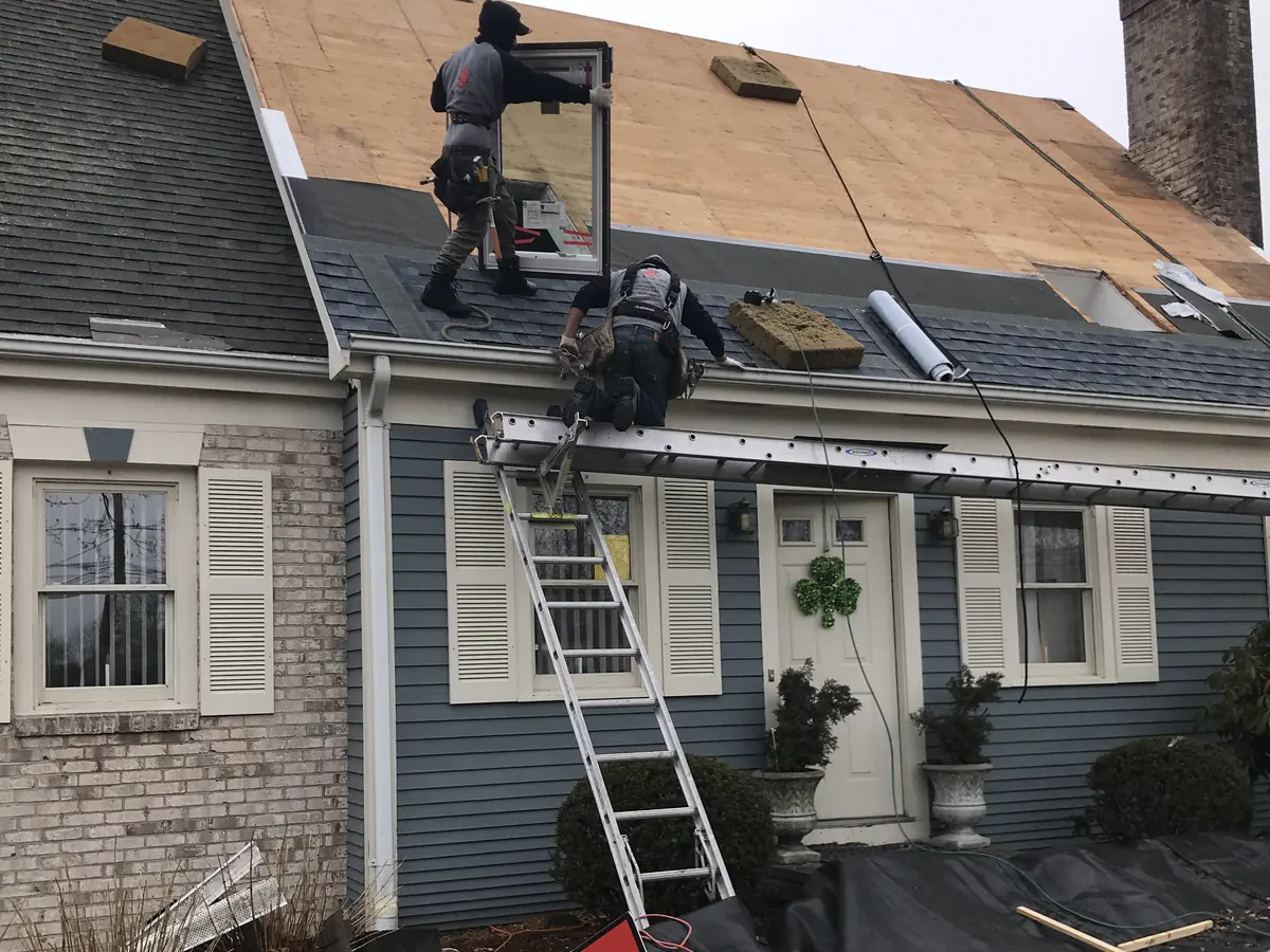 Roof prepared for a new skylight installation